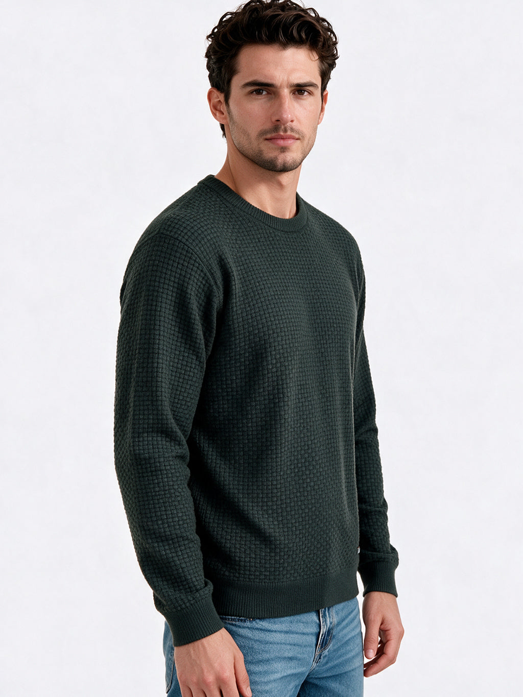 Men’s 100% Cotton Round Neck Long Sleeve Regular Fit Sweater