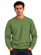 Sage Basketweave Crew Sweater