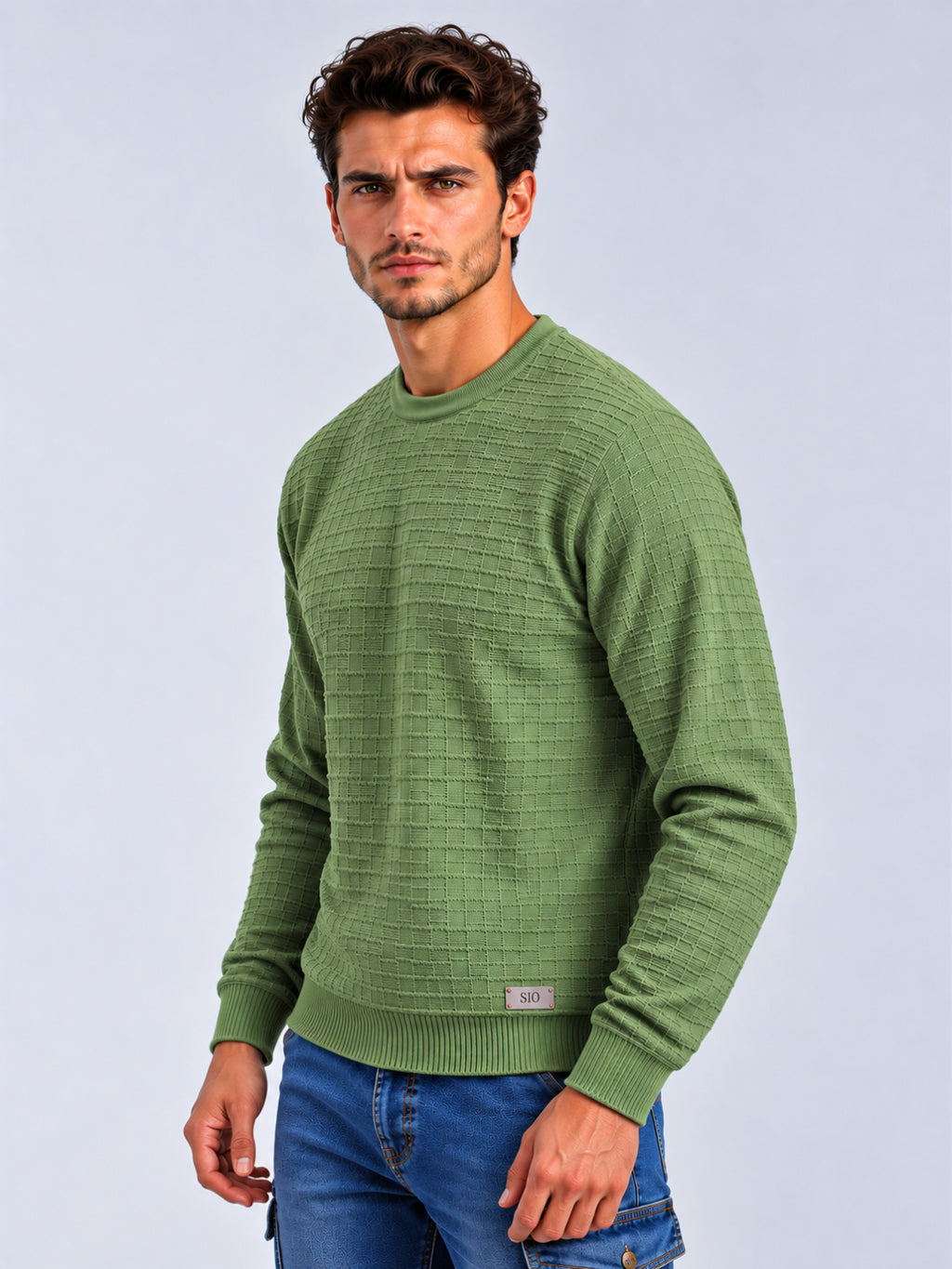 Men's 100% Cotton Textured Regular Fit  Sweater