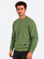 Sage Basketweave Crew Sweater