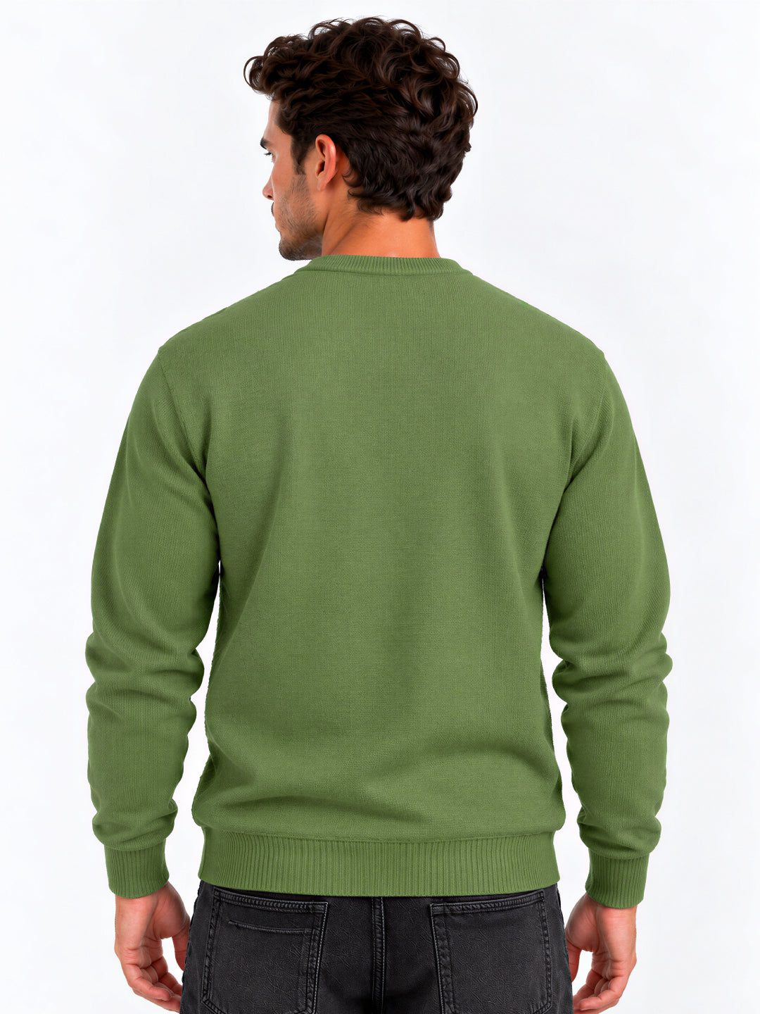 Sage Basketweave Crew Sweater