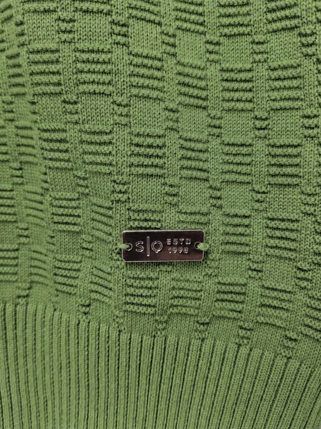 Sage Basketweave Crew Sweater