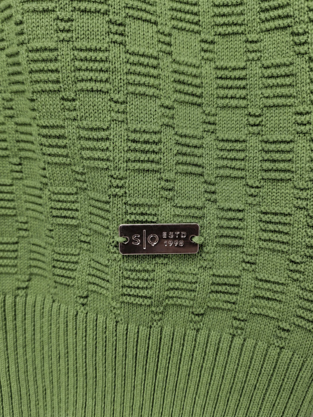 Sage Basketweave Crew Sweater