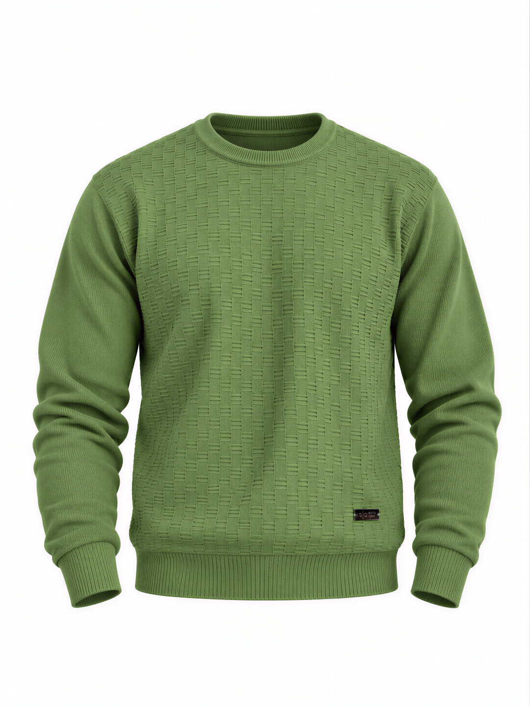 Sage Basketweave Crew Sweater