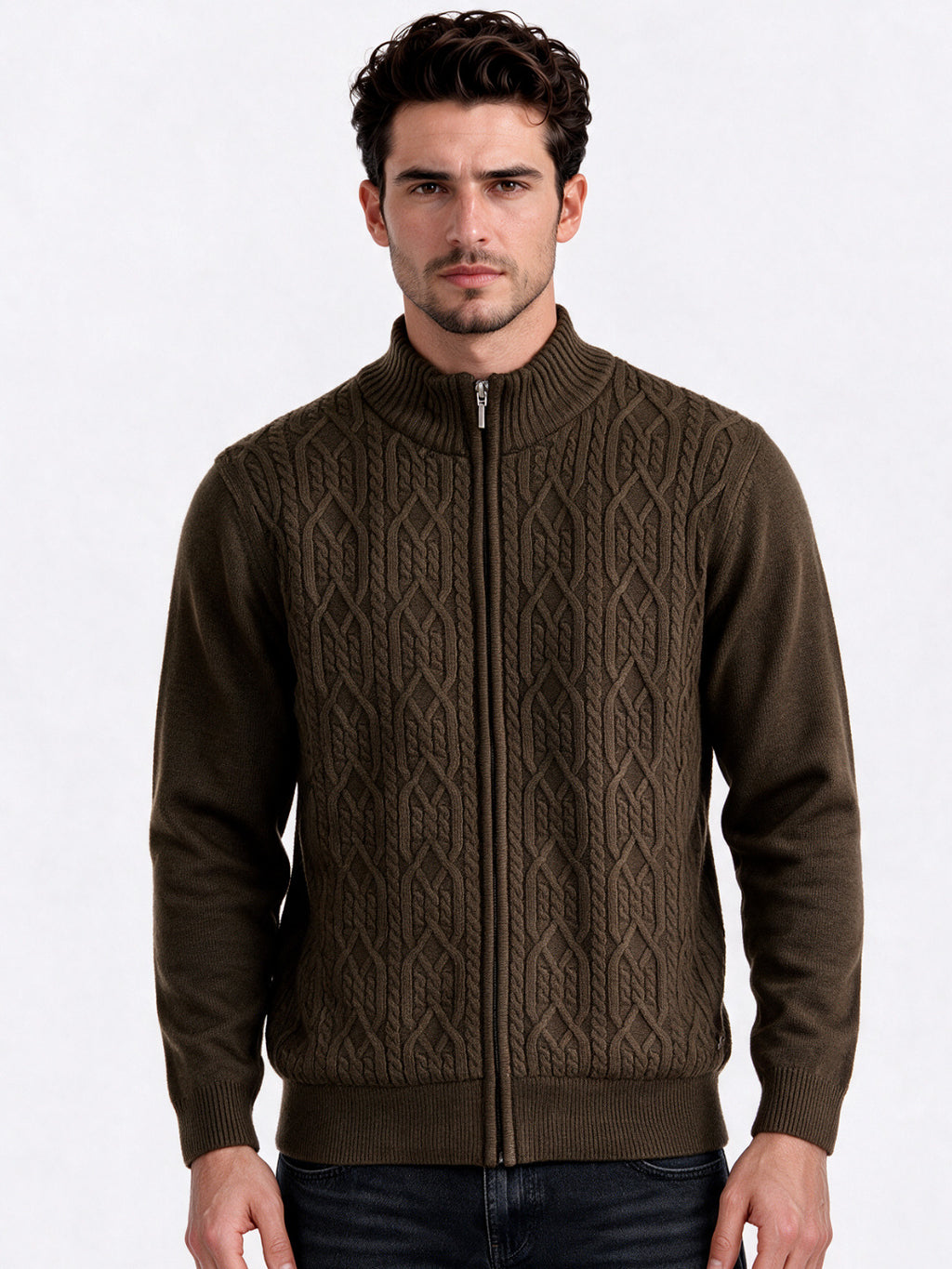 Men’s 100% Acrylic High Neck Long Sleeve Regular Fit Sweater