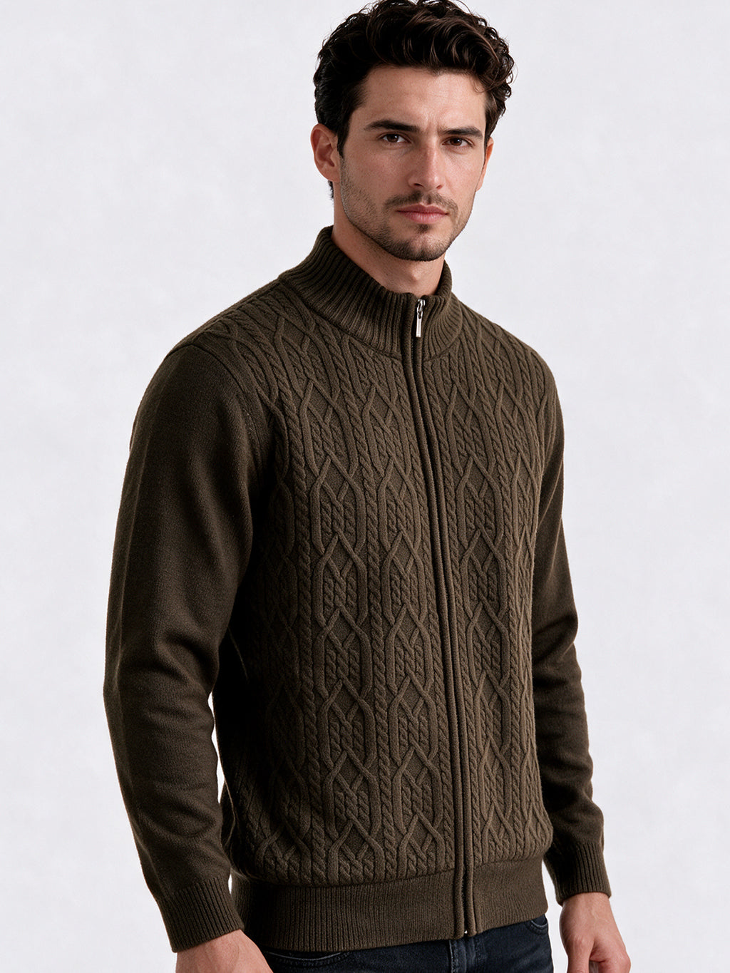 Men’s 100% Acrylic High Neck Long Sleeve Regular Fit Sweater