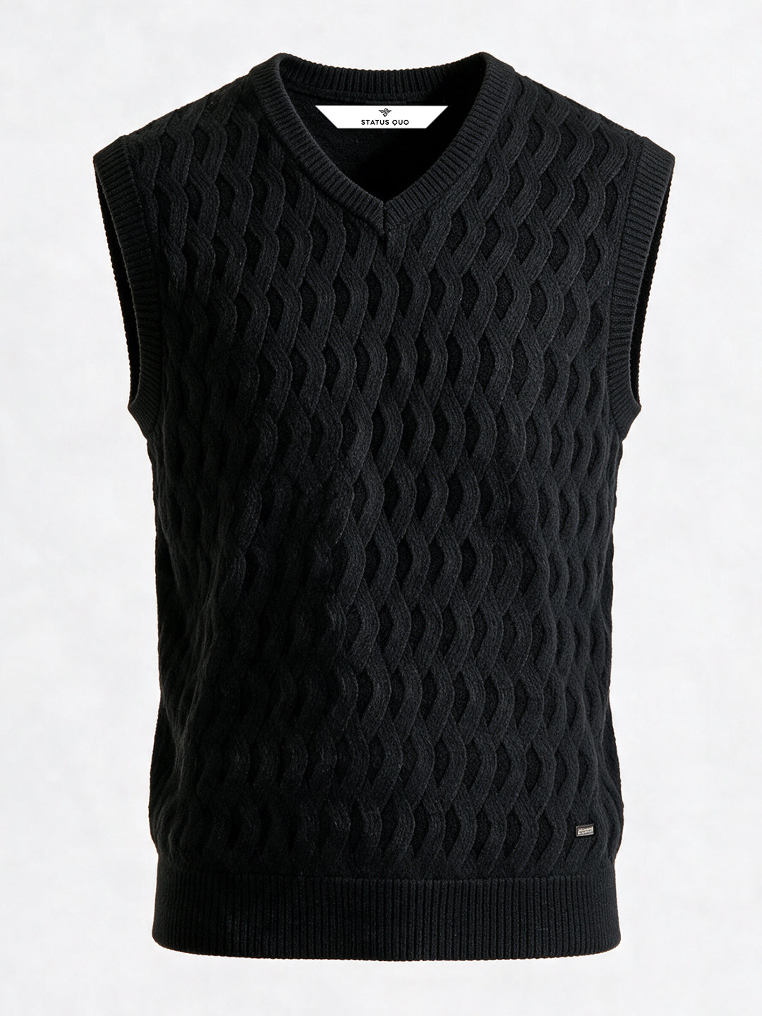 Black Cable Knit Sweater Vest