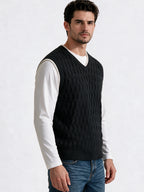 Black Cable Knit Sweater Vest