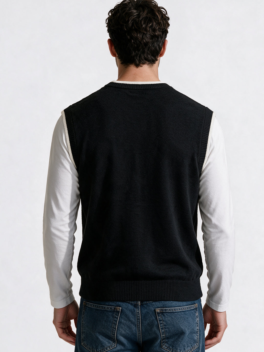 Black Cable Knit Sweater Vest