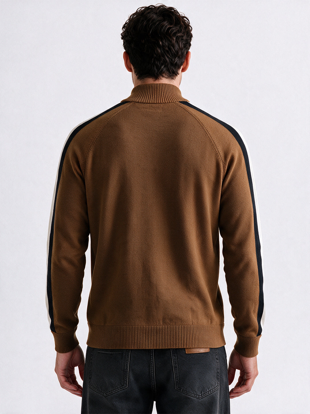 Men's 100% Cotton Self Design High Neck Long Sleeve Sweater