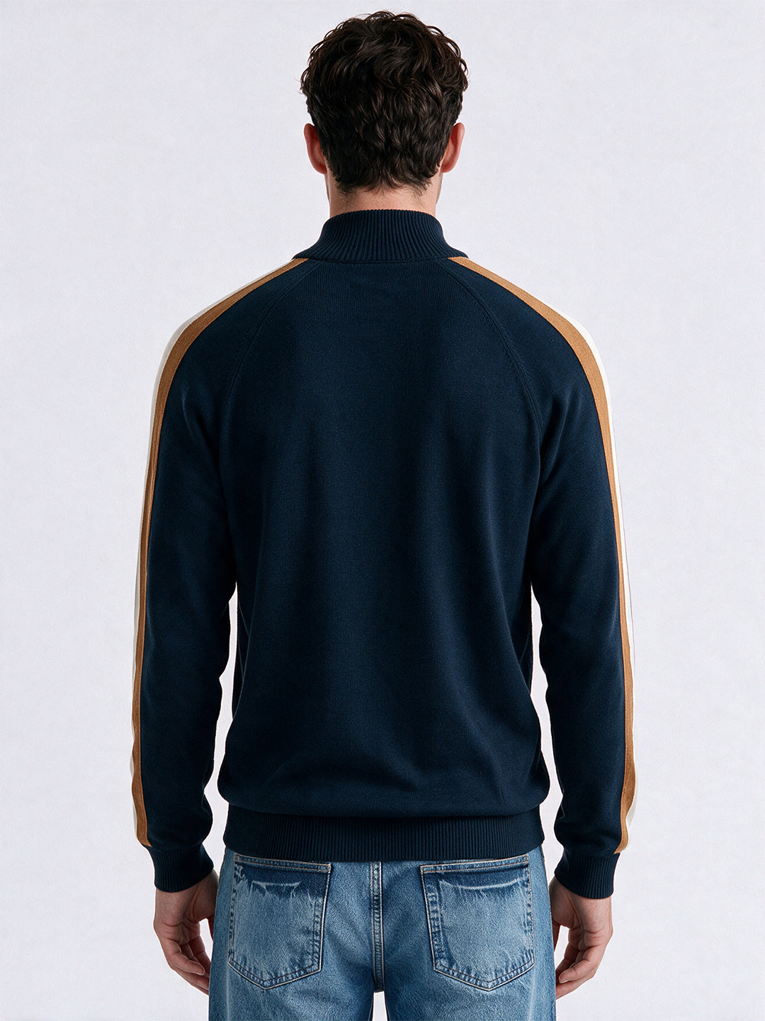 Men's 100% Cotton Self Design High Neck Long Sleeve Sweater