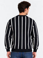 Navy Striped Round Neck Tshirt