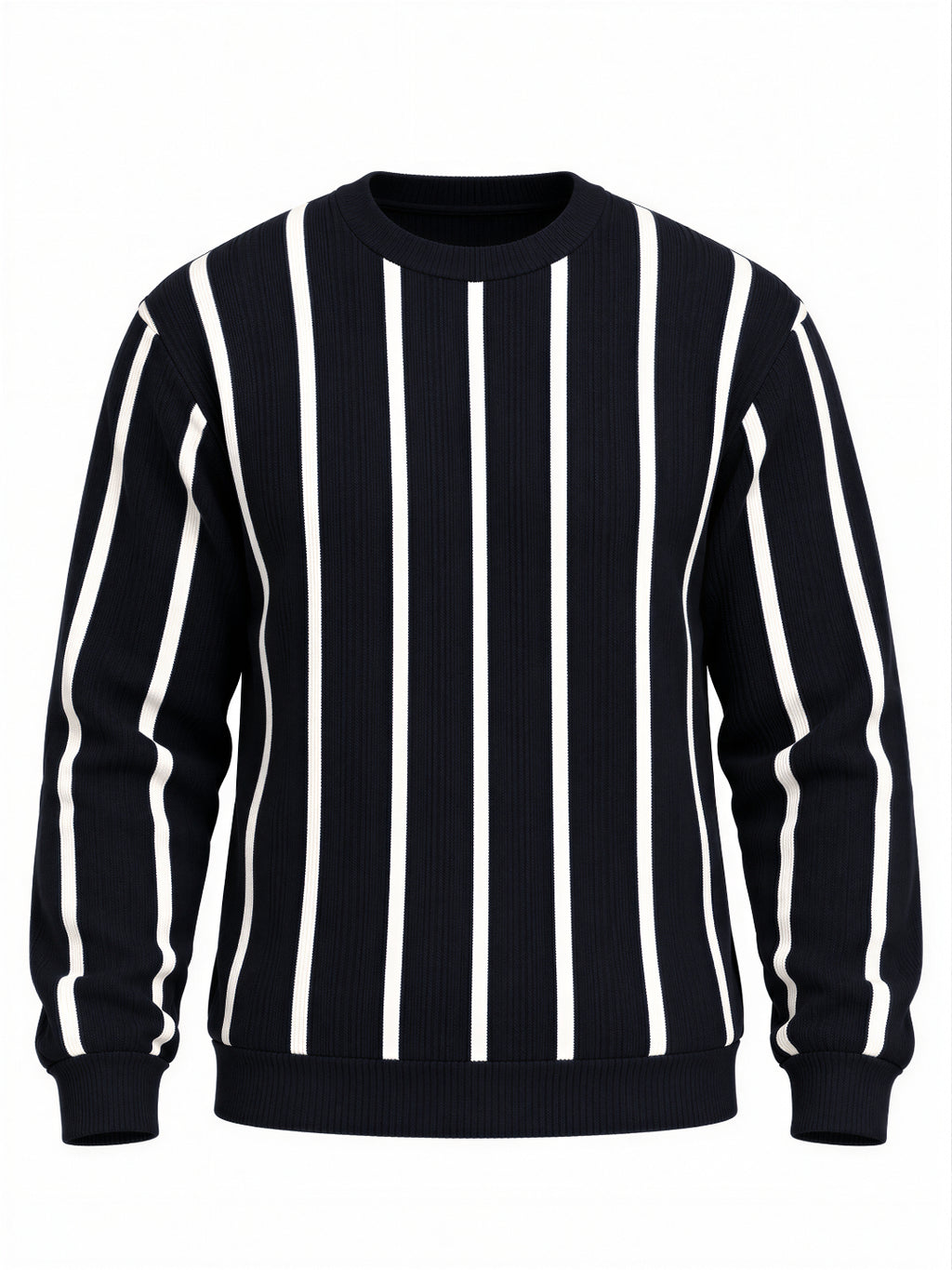 Navy Striped Round Neck Tshirt