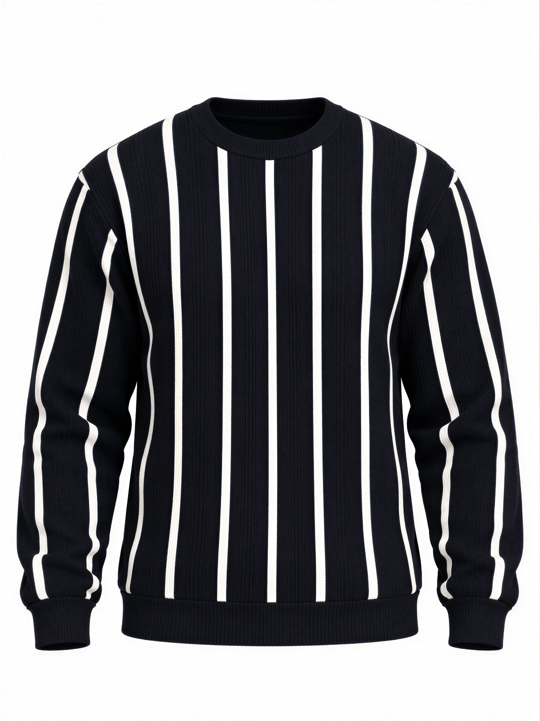 Navy Striped Round Neck Tshirt
