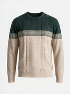 Men's Textured Striped Round Neck Regular Fit Sweater
