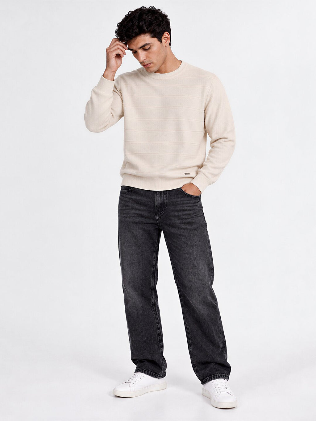 Men's Striped Round Neck Full Sleeve Cotton Sweater