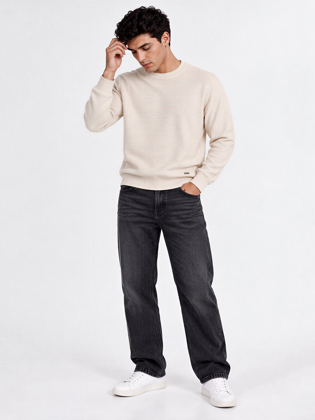 Men's Striped Round Neck Full Sleeve Cotton Sweater