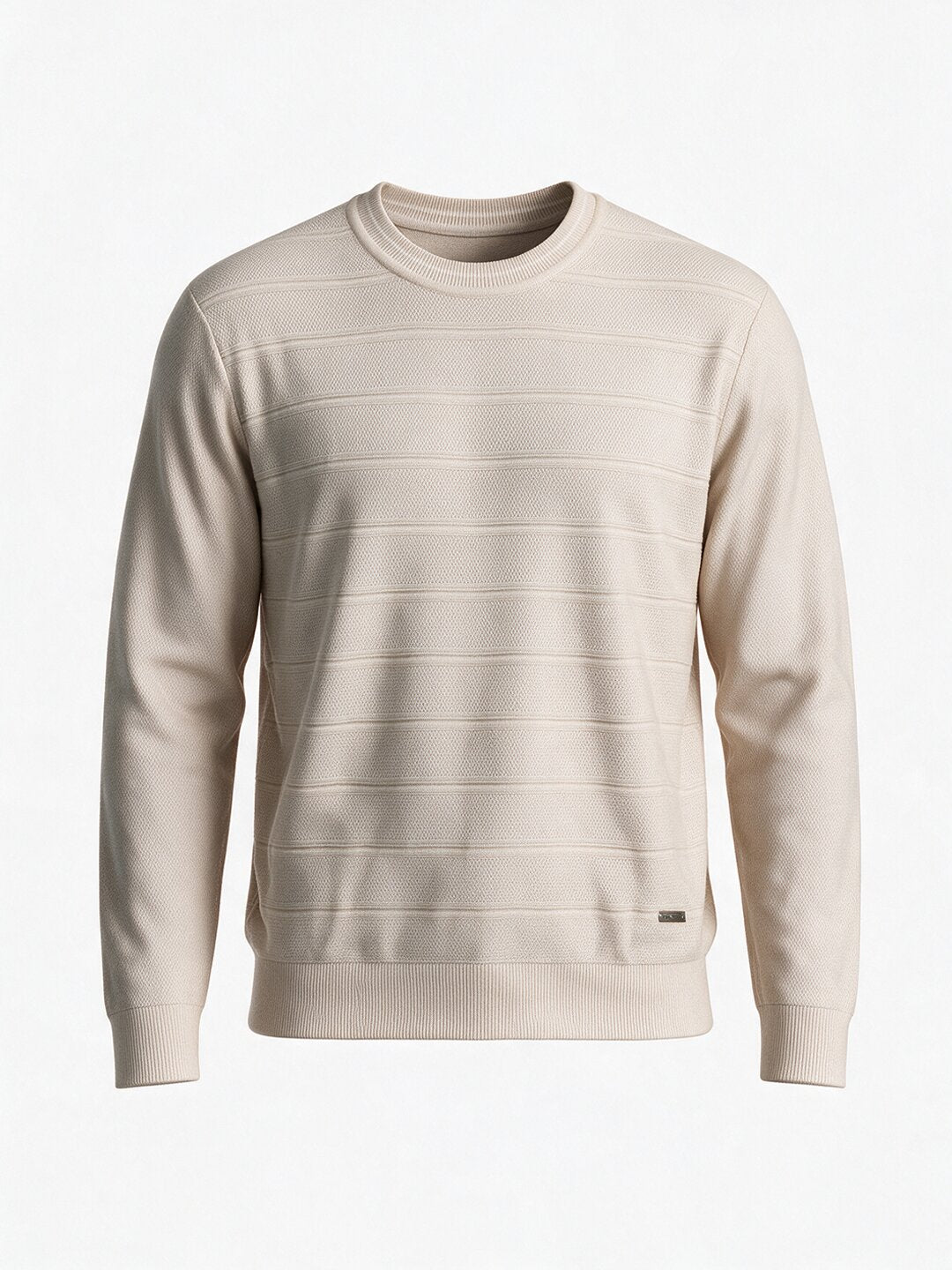Ecru Tonal Stripe Crew Sweater Secondary image