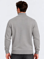 Grey Chevron Knit Half-Zip Sweater