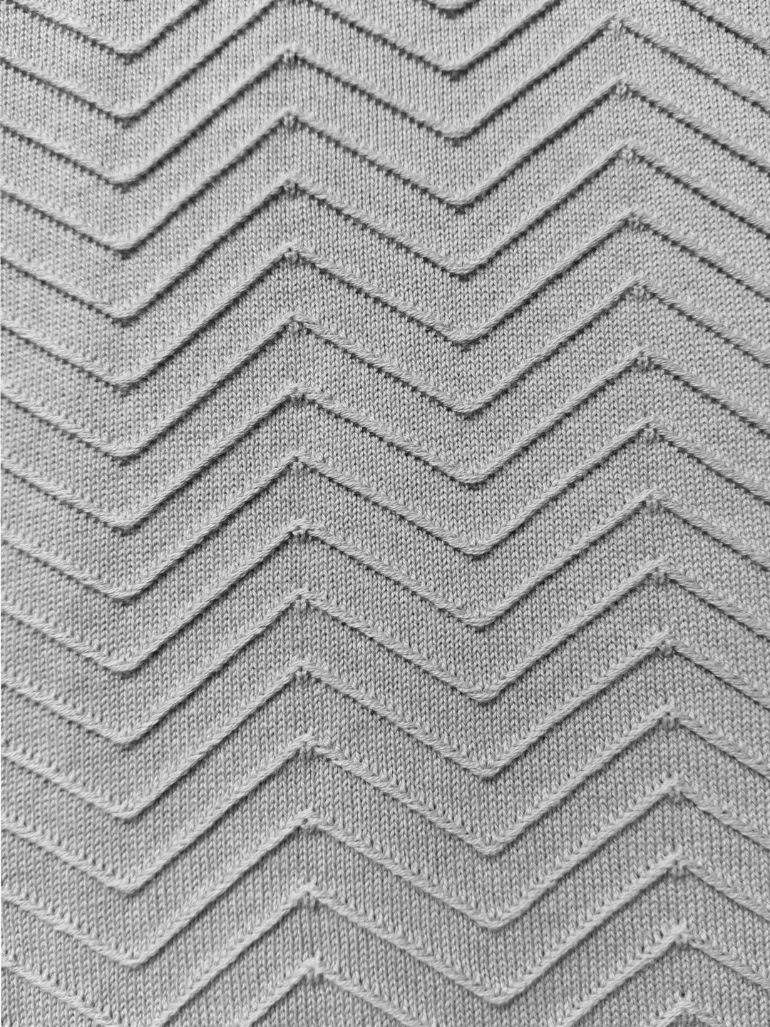 Grey Chevron Knit Half-Zip Sweater