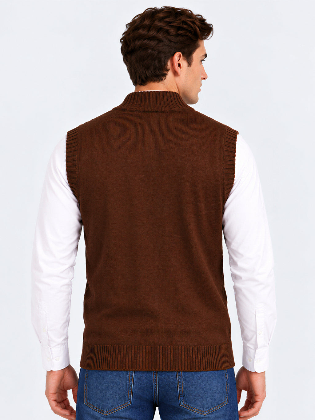 Coffee Chunky Cable Zip Cardigan