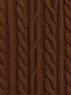Coffee Chunky Cable Zip Cardigan