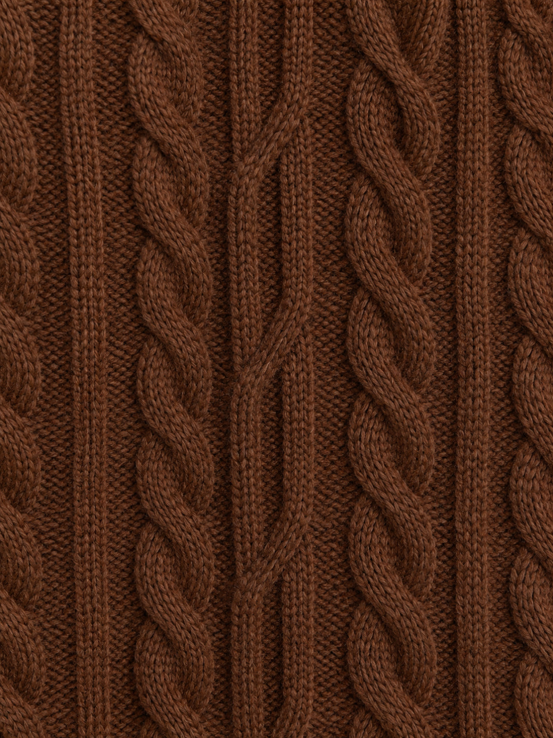 Coffee Chunky Cable Zip Cardigan