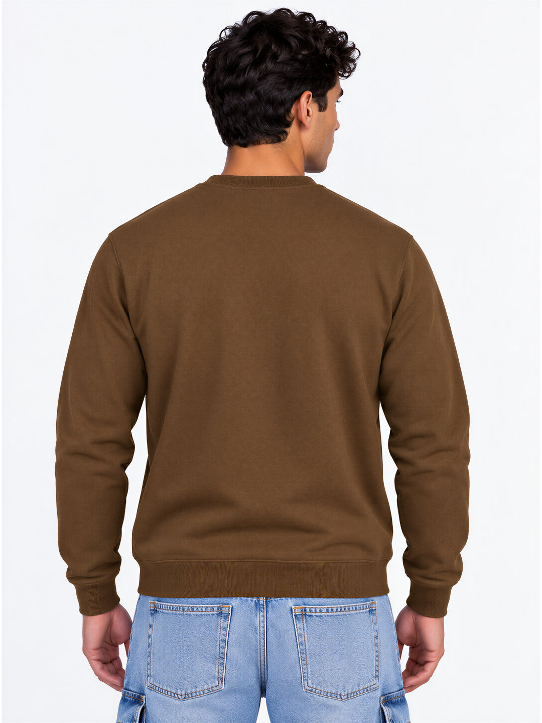 Mens Solid Round Neck Sweatshirt