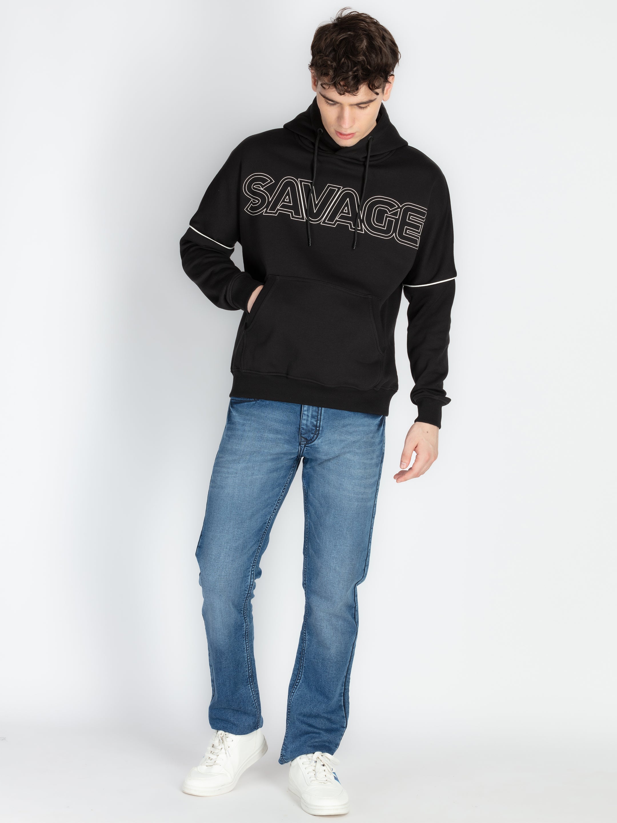 Mens Solid Hooded Sweatshirt