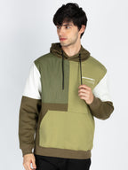 Mens Colorblocked Full Sleeve Hooded Sweatshirt
