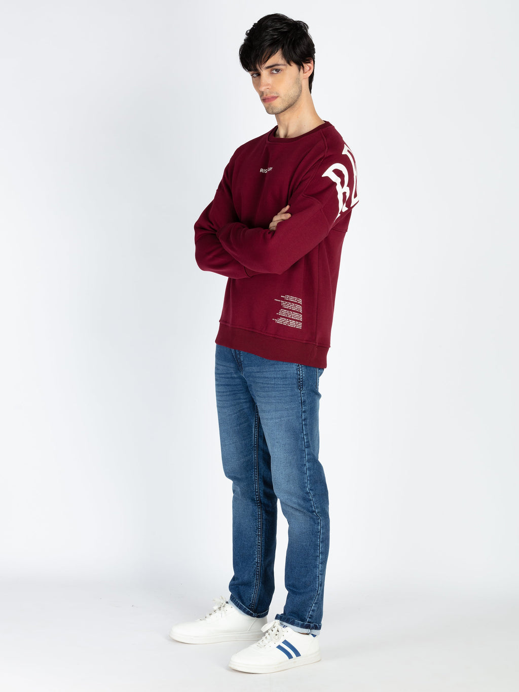 Mens Printed Round Neck Full Sleeve Sweatshirt