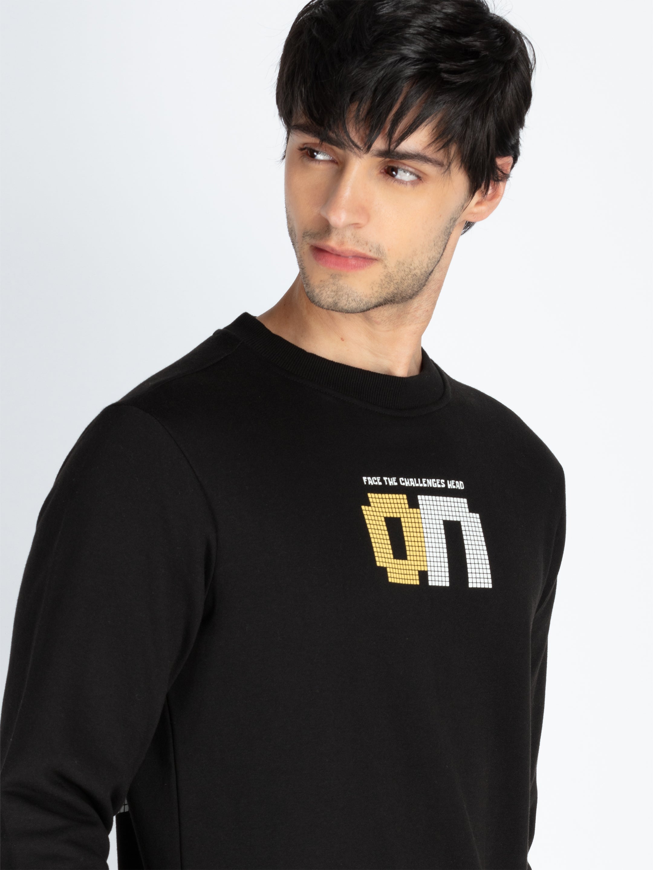 Mens Printed Round Neck Full Sleeve Sweatshirt