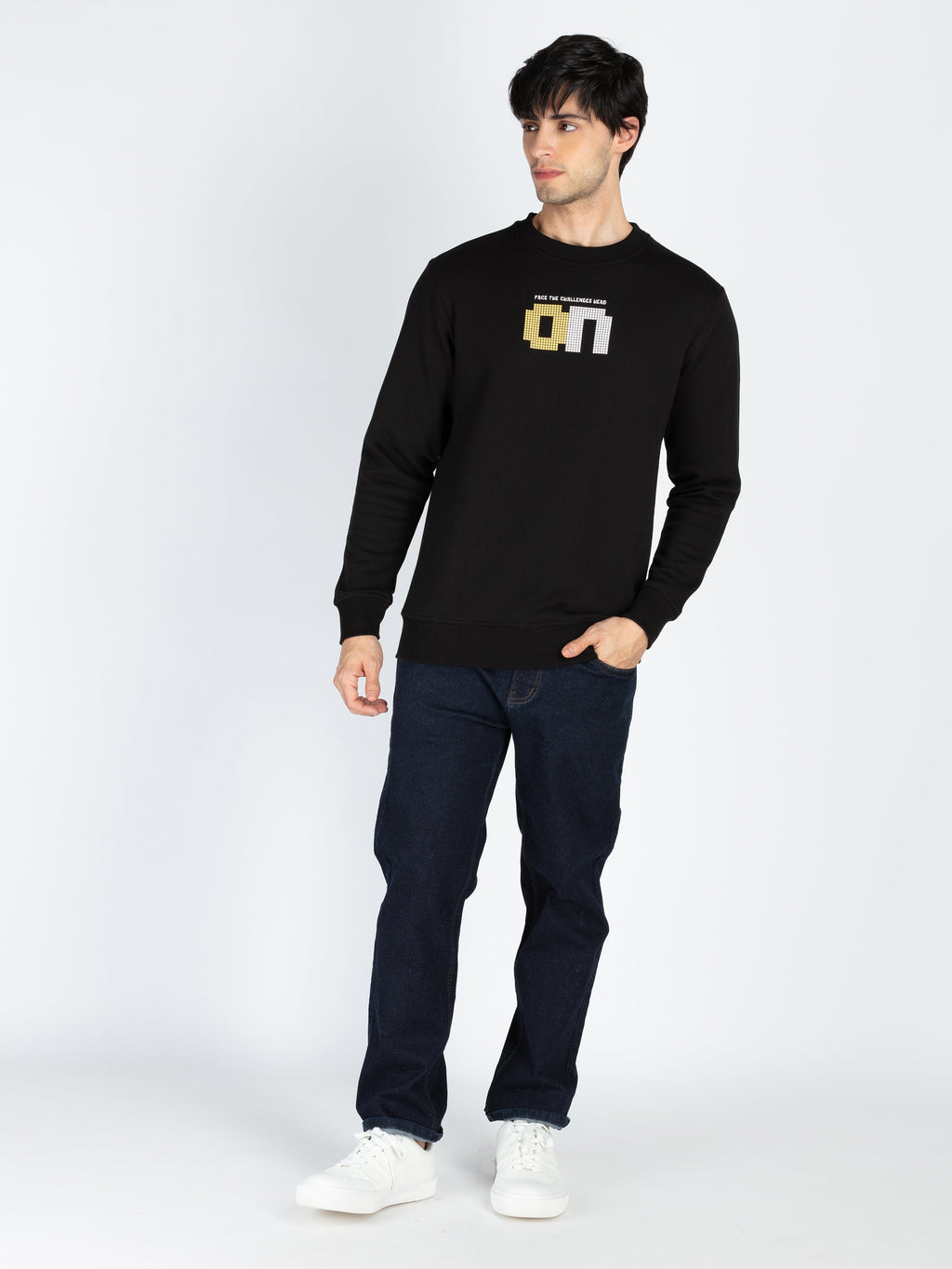 Mens Printed Round Neck Full Sleeve Sweatshirt