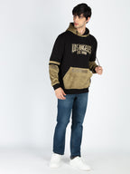 Mens Colorblocked Full Sleeve Hooded Sweatshirt