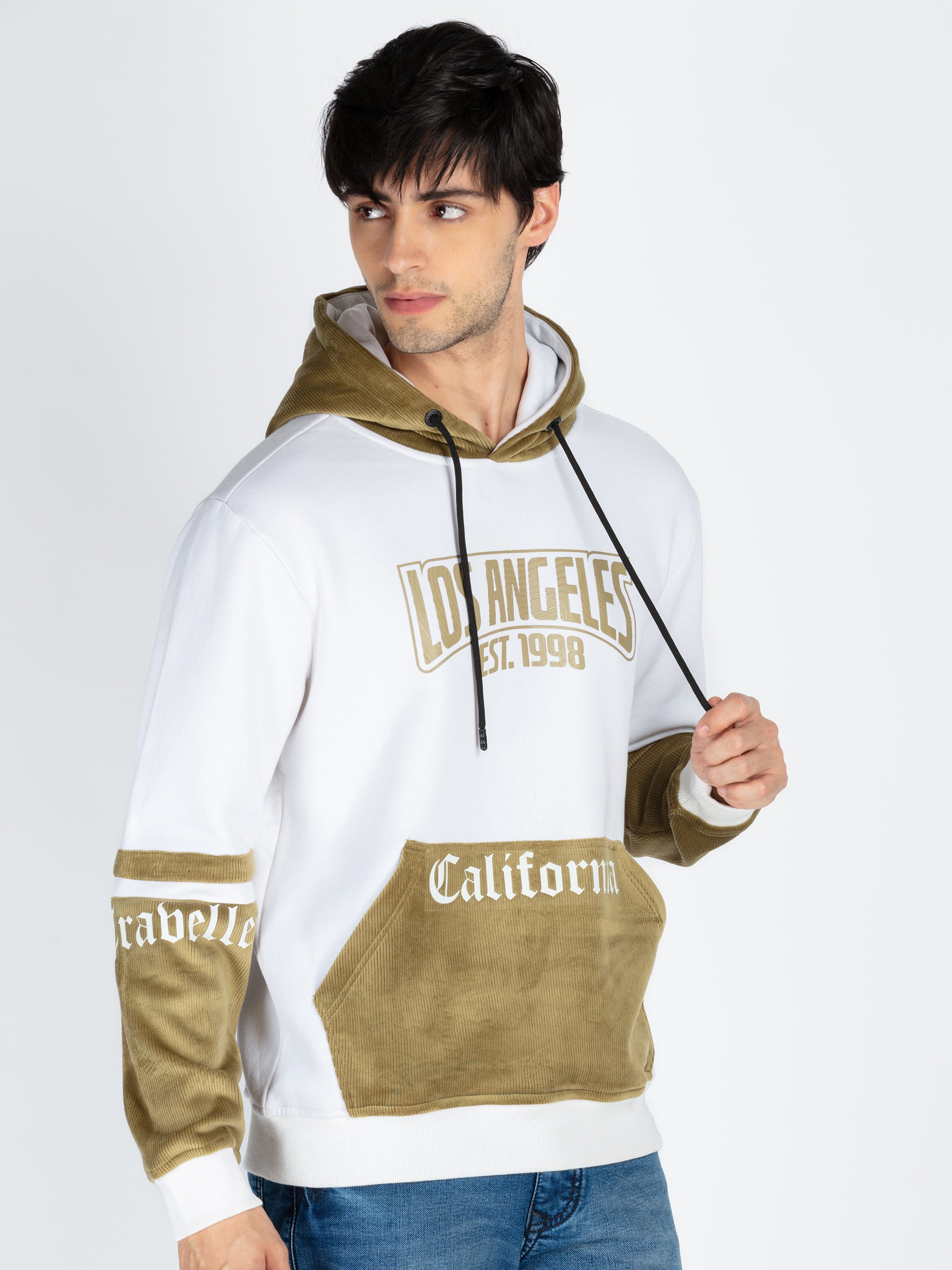 Mens Colorblocked Full Sleeve Hooded Sweatshirt Secondary image