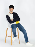 Mens Colorblocked Round Neck Full Sleeve Sweatshirt