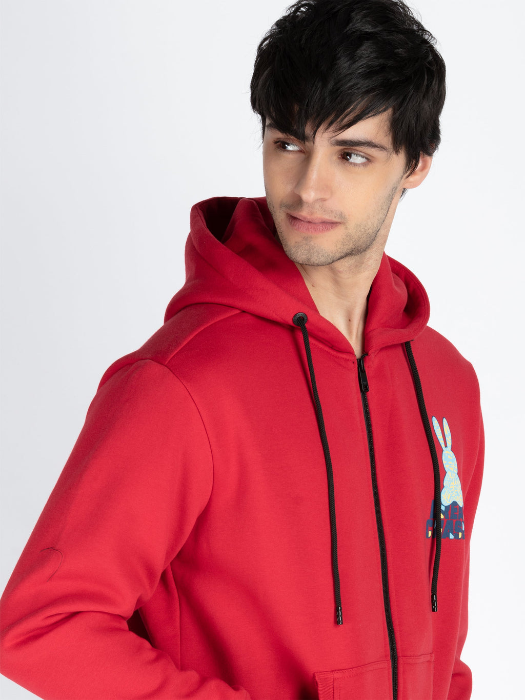 Mens Printed Round Neck Hooded Sweatshirt