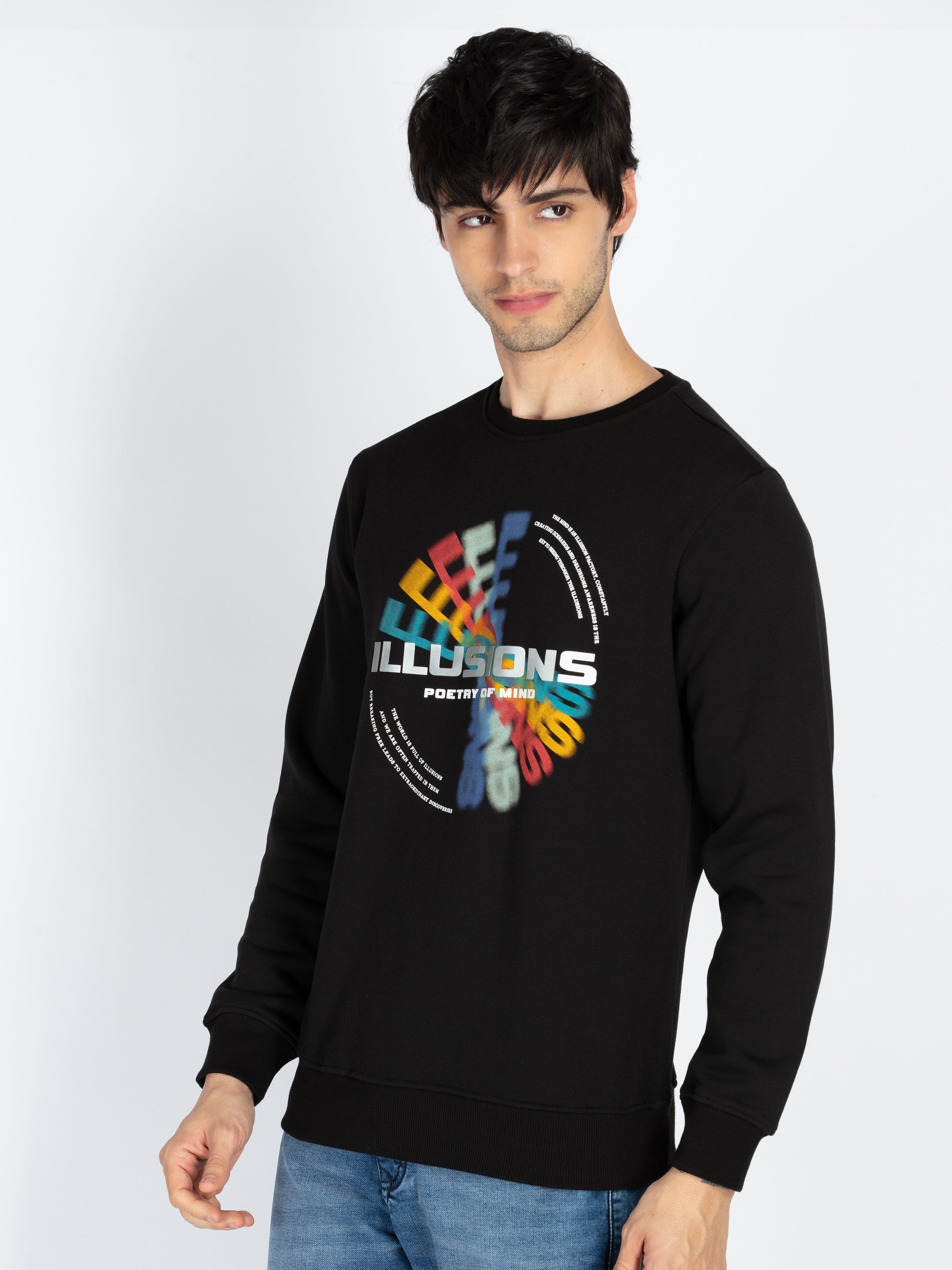 Mens Printed Round Neck Full Sleeve Sweatshirt