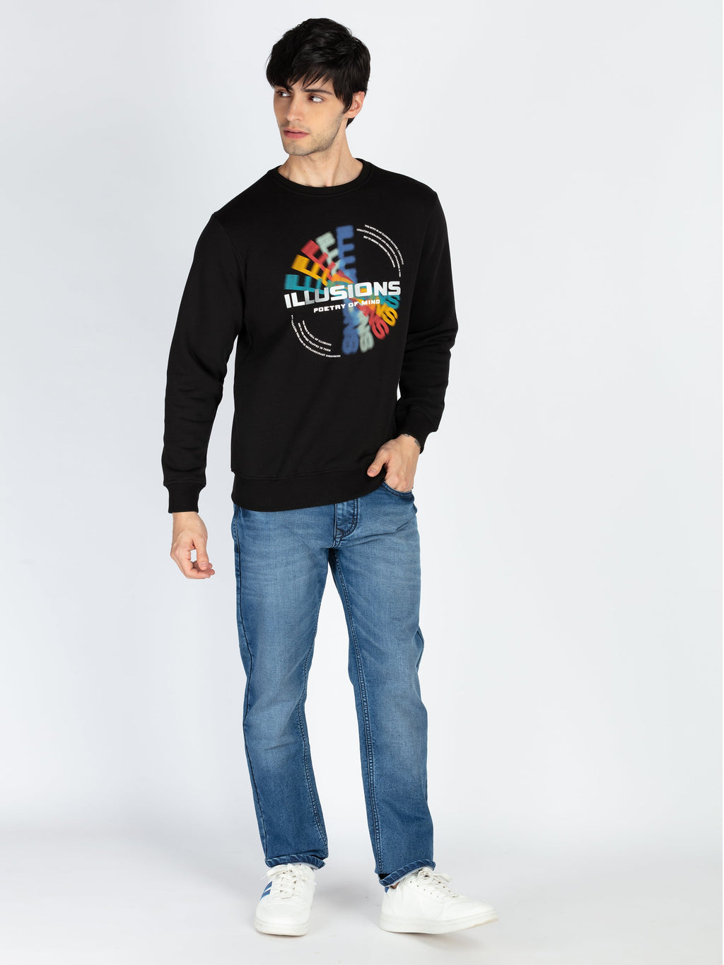Mens Printed Round Neck Full Sleeve Sweatshirt