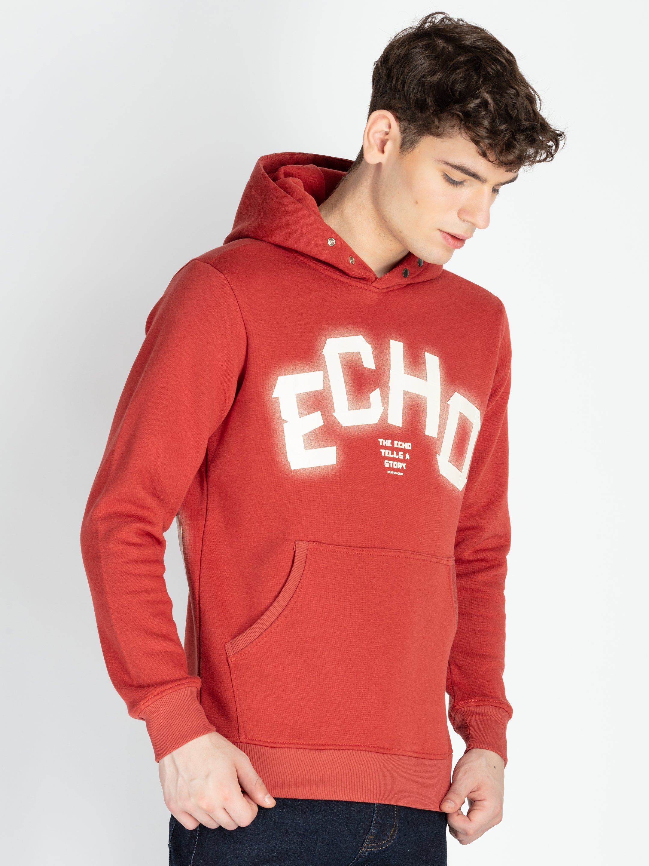 Mens Solid Hooded Sweatshirt
