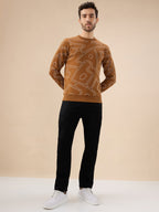 Men's All Over Typography Print Full Sleeve Round Neck Fleece Sweatshirt