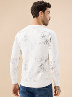Men's Abstract Tropical Print Round Neck Full Sleeve Fleece Sweatshirt