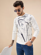 Men's Abstract Tropical Print Round Neck Full Sleeve Fleece Sweatshirt