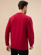Men's Chest Rubber Typography Print Full Sleeve Round Neck Fleece Sweatshirt