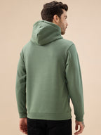 Men's Chest Typography Print Full Sleeve Hooded Fleece Sweatshirt with Kangaroo Pocket