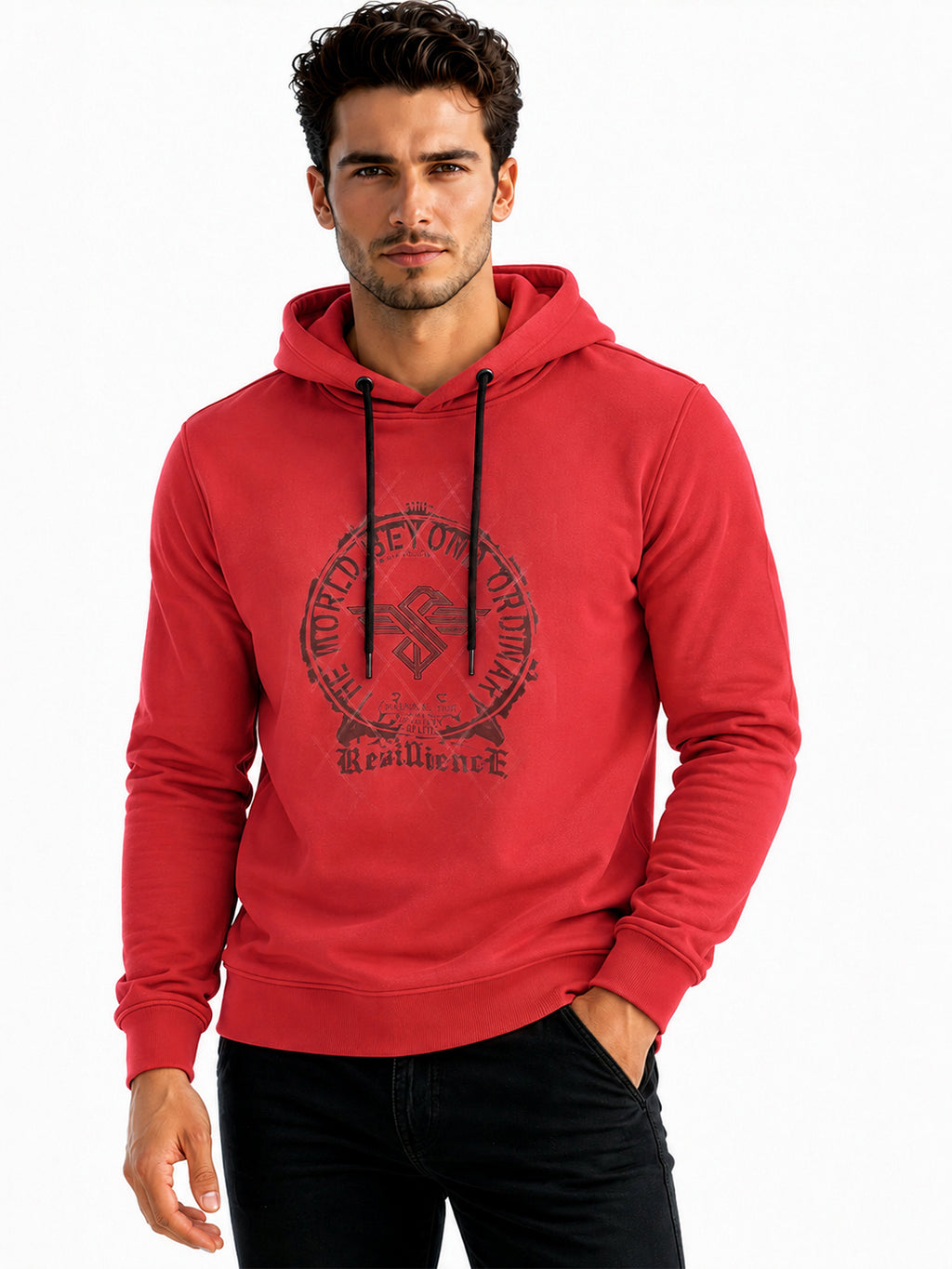 Trendy Chest Typography Print Hoodie