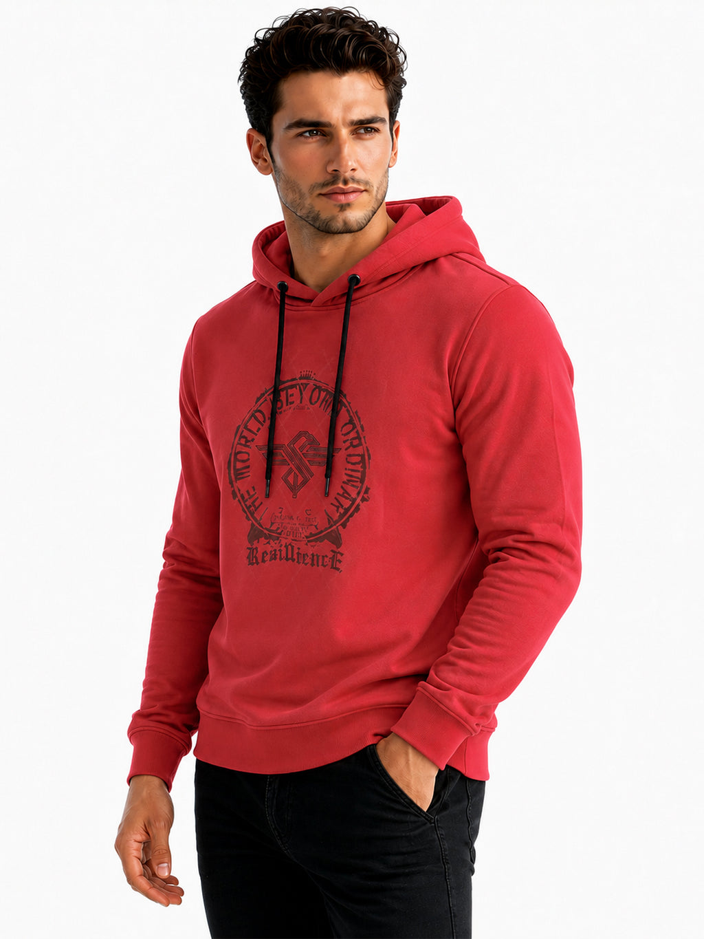 Trendy Chest Typography Print Hoodie