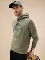 Men's Trendy Chest Typography Print Hoodie Full Sleeve Fleece Sweatshirt
