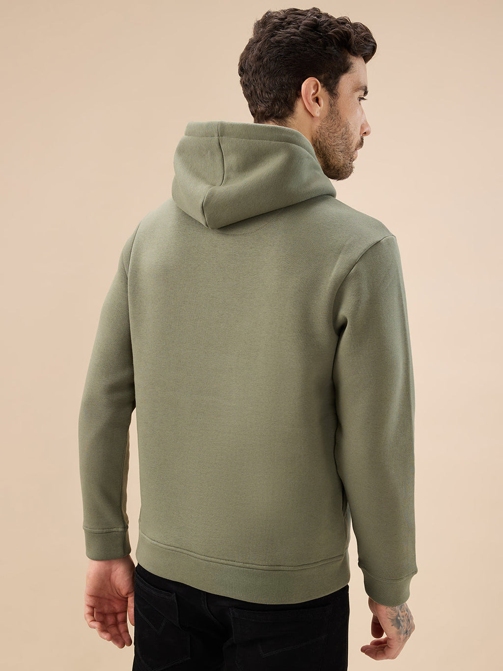 Men's Trendy Chest Typography Print Hoodie Full Sleeve Fleece Sweatshirt
