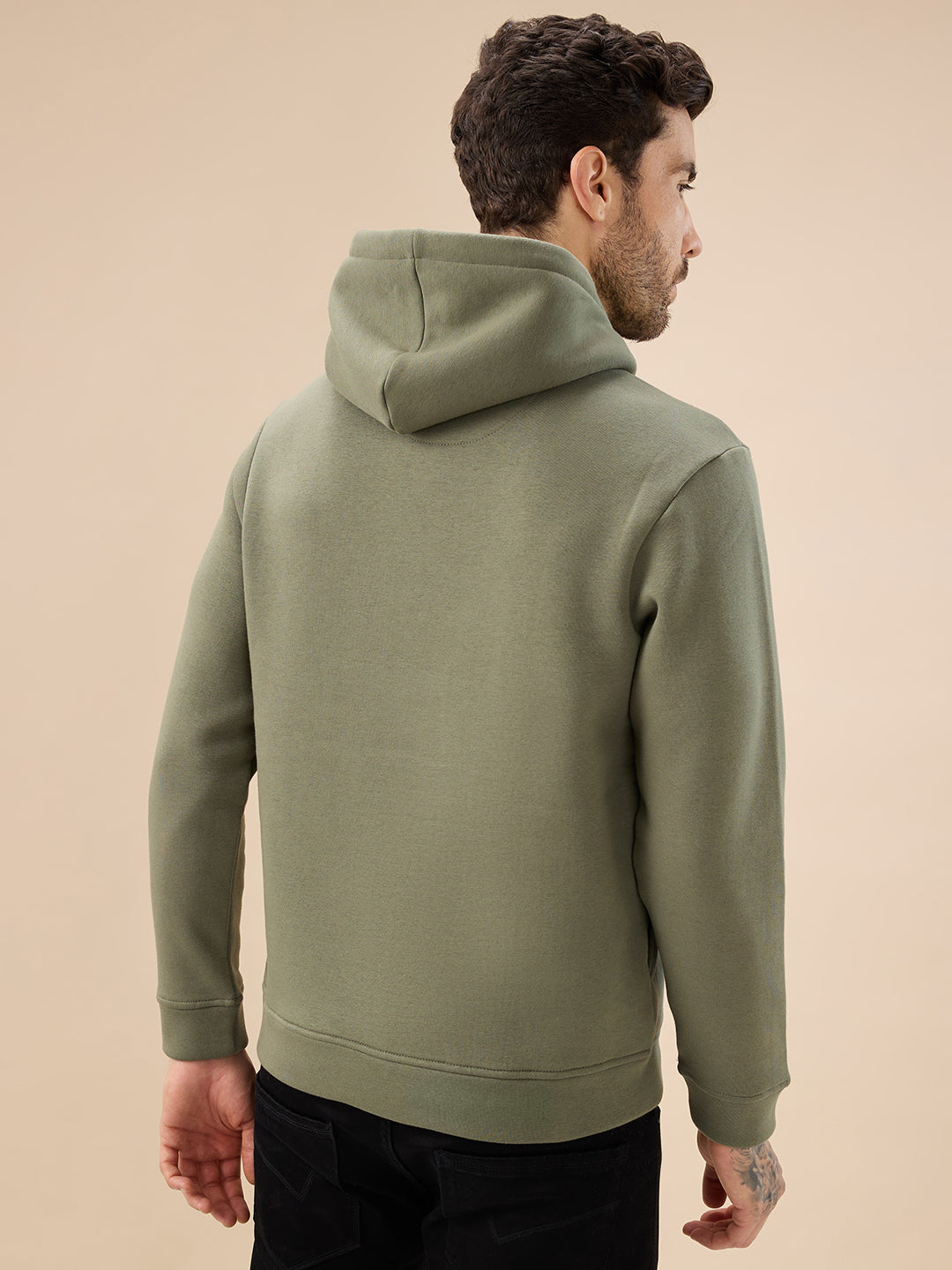 Men's Trendy Chest Typography Print Hoodie Full Sleeve Fleece Sweatshirt